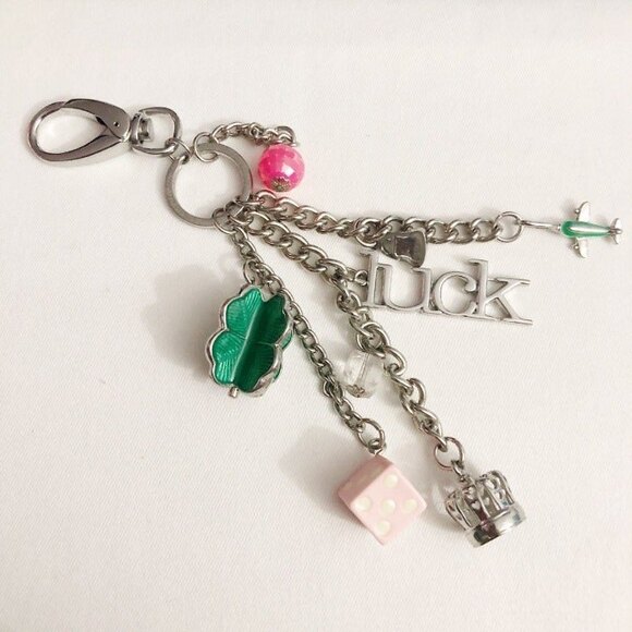 Luck Clover Dice Bag Charm Key Chain - Picture 1 of 6